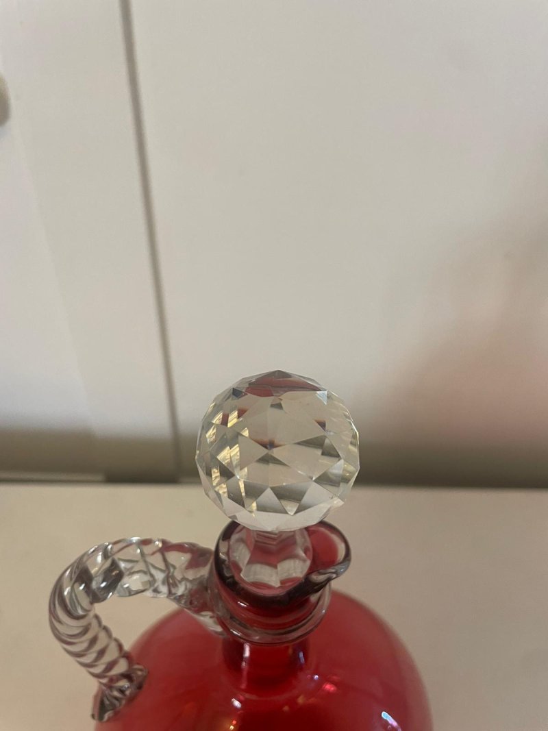Antique Victorian Quality Cranberry Glass Decanter - Image 3